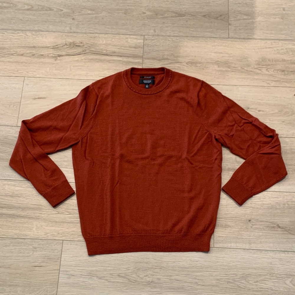 Nordstrom Men's Brick Crewneck Sweater 100% Merino Wool Size M